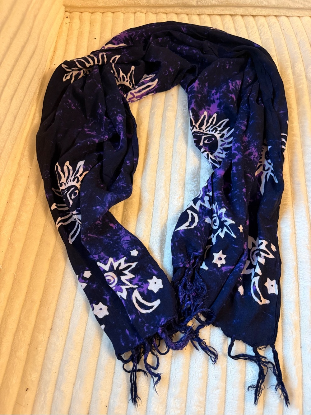 Boho Sun & Moon Purple Fringe Scarf
